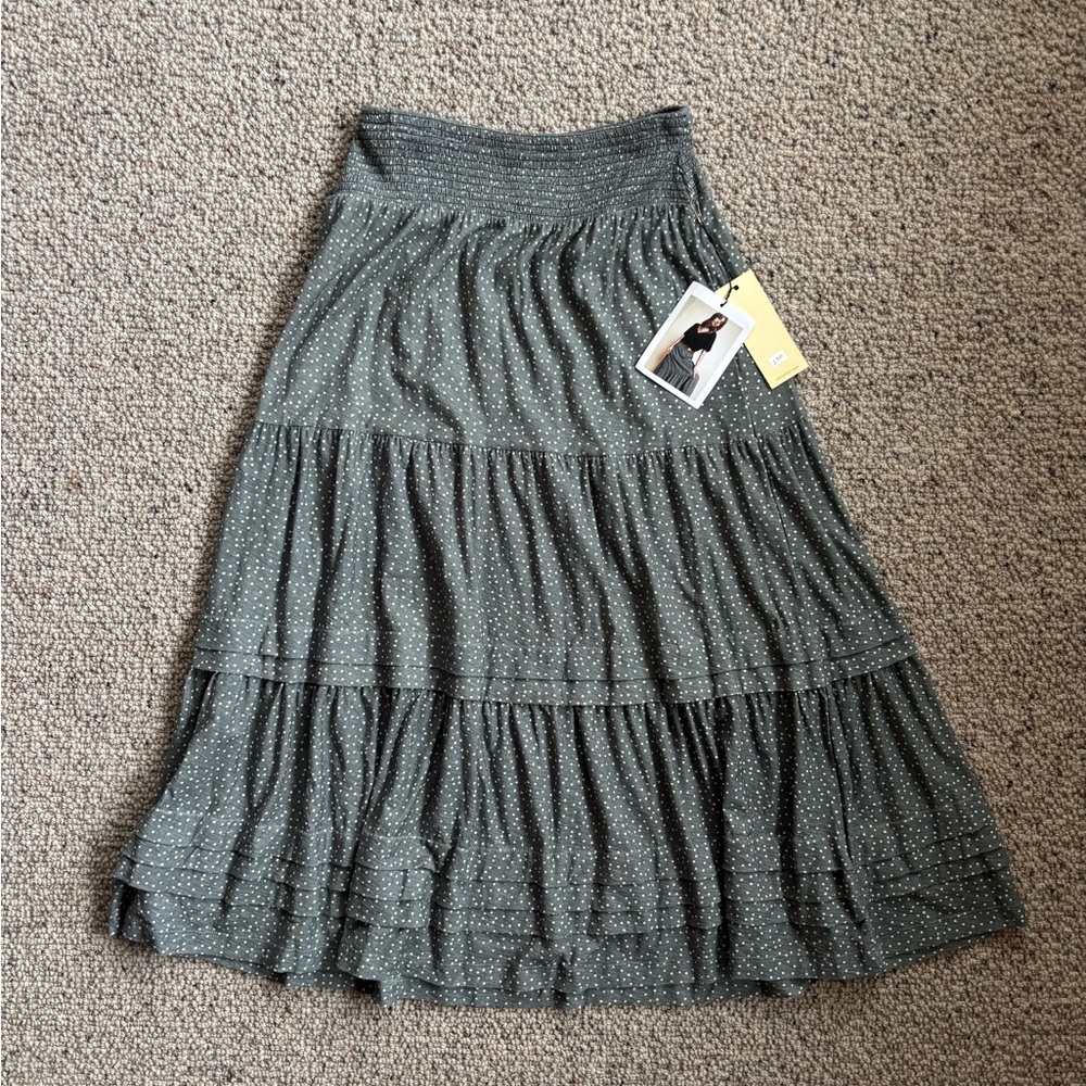 Nation LTD Gray/Greenish Tiered A-Line Skirt